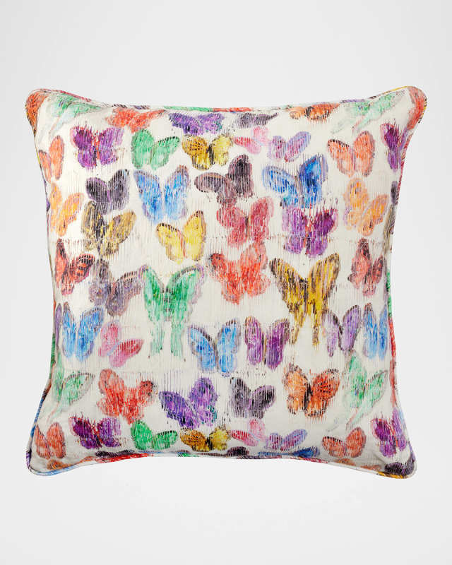 Spring Butterflies Linen Decorative Pillow, 22"
